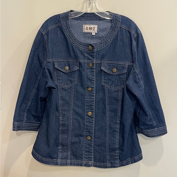AMX Jean Jacket 3/4 Sleeve with Snaps  Plus - Picture 9 of 9